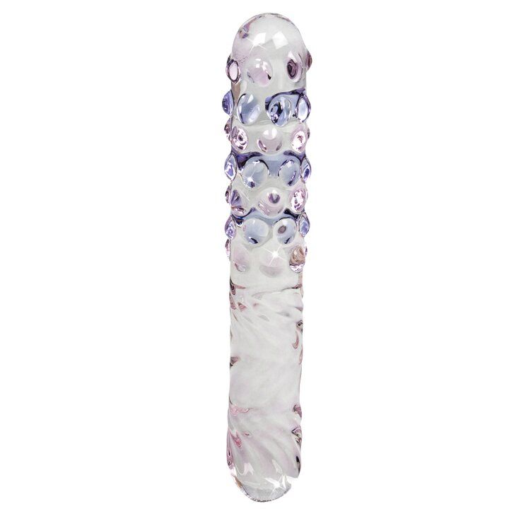 Glacier Blue and Pink Glass Textured Dildo