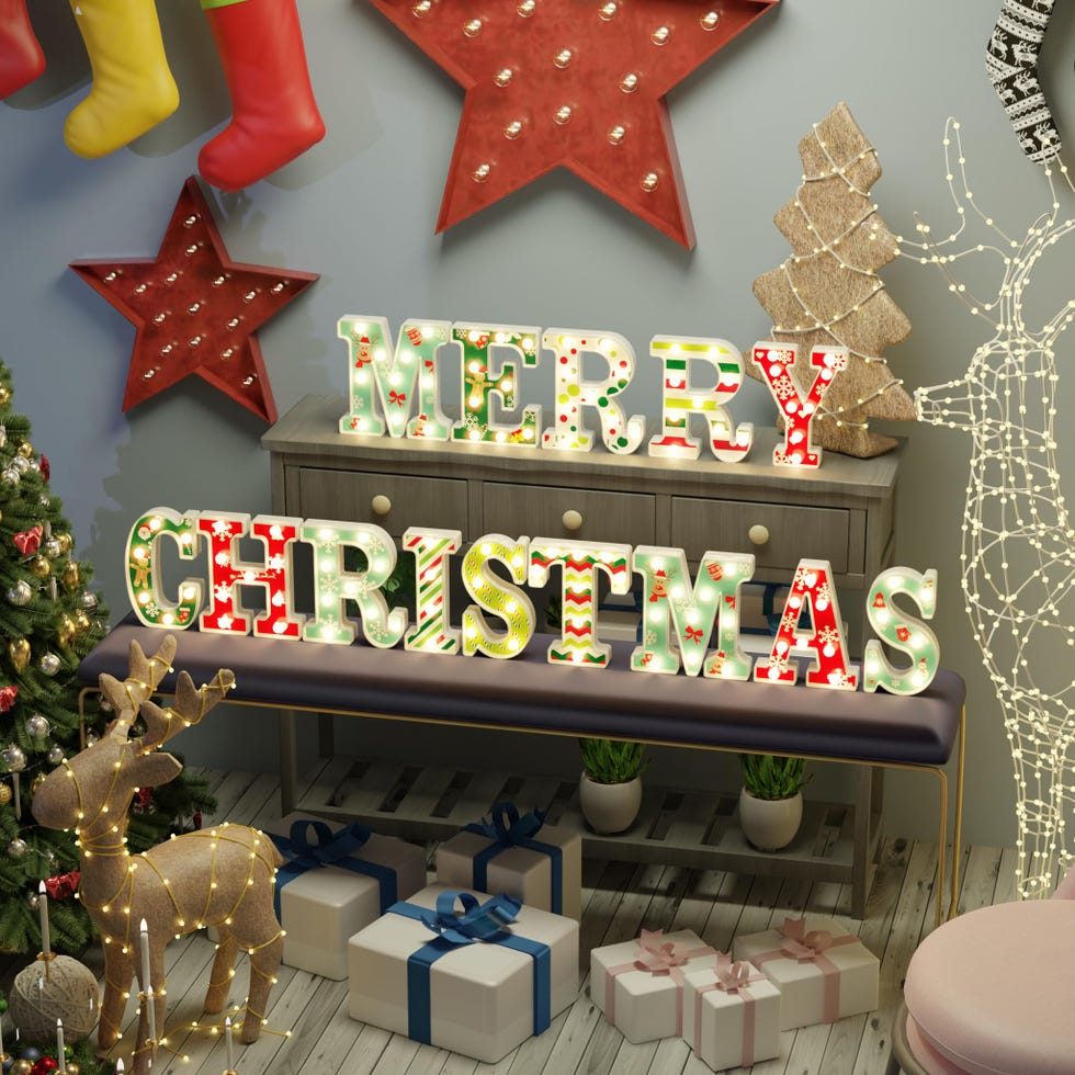 'Merry Christmas' Light-Up LED Letters