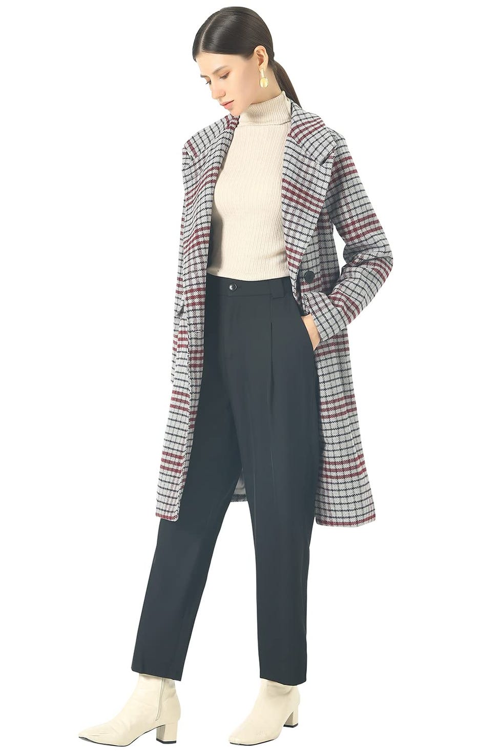 Plaid Long Peacoat 