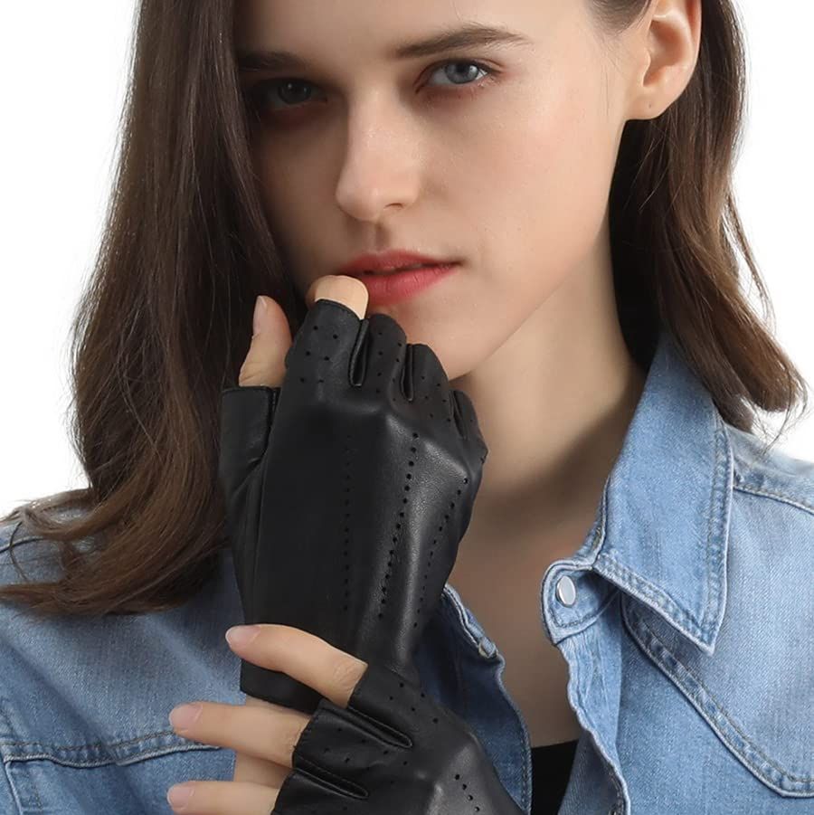 Fingerless Leather Motorcycle Gloves