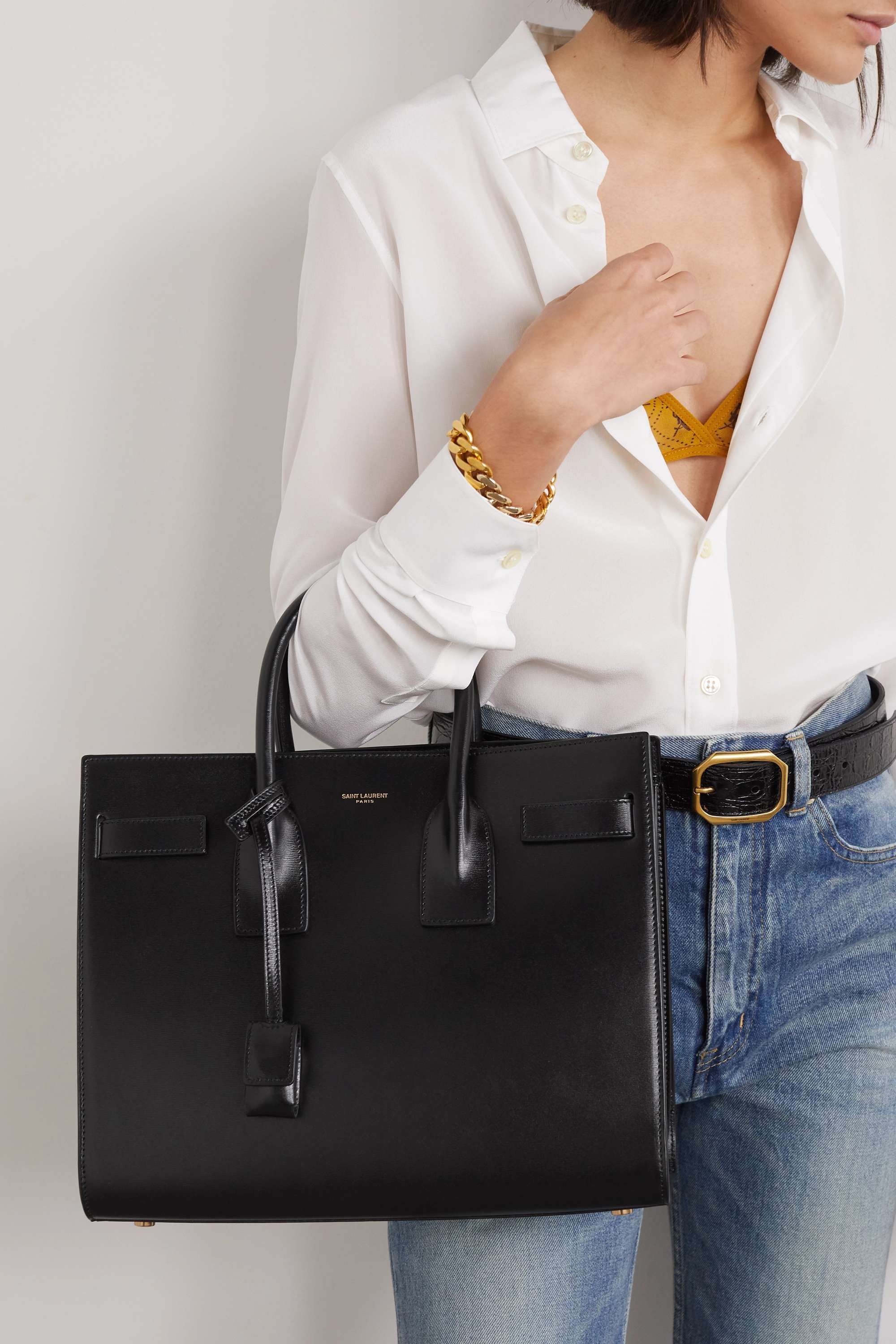 Best black leather on sale tote