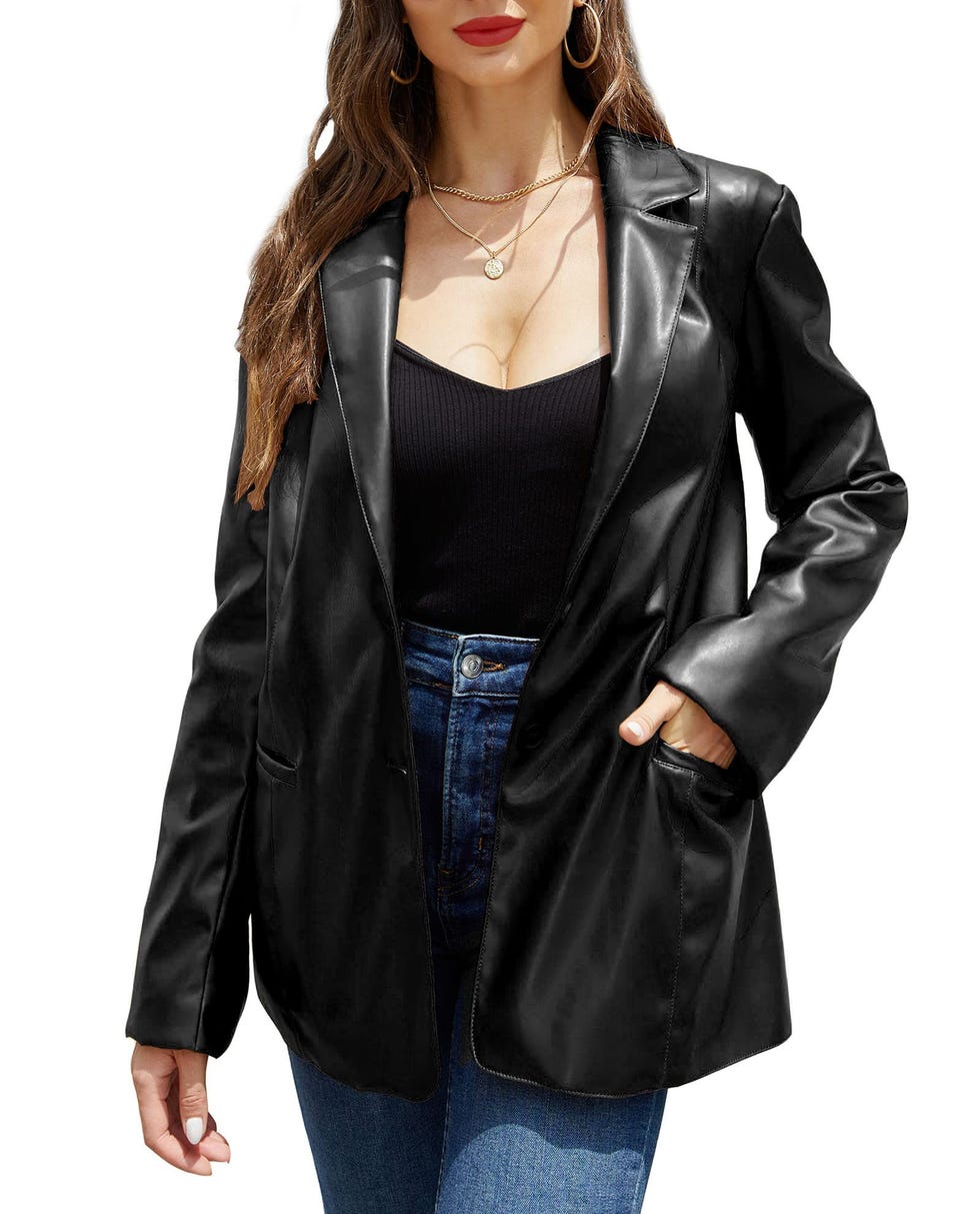 Faux Leather Blazer 