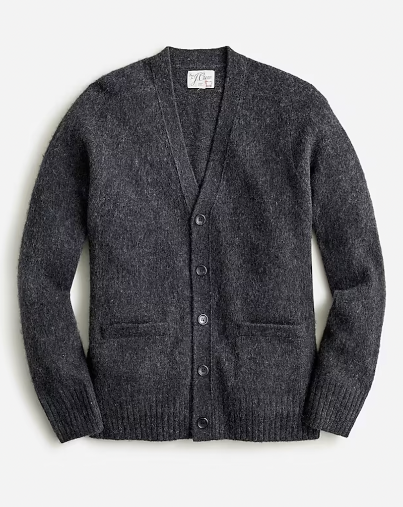 Brushed Wool V-Neck Cardigan Sweater