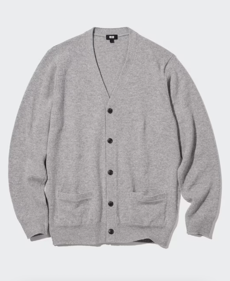 Lambswool V-Neck Long-Sleeve Cardigan