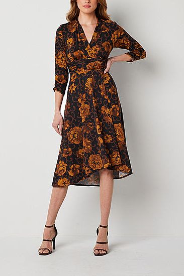 Perceptions Floral Fit + Flare Dress