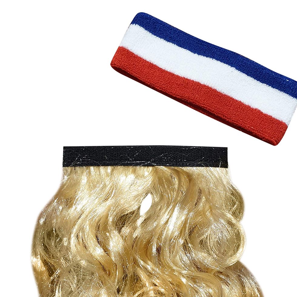 The Blonde Magic Mullet Wig Attaches to Any Headwear