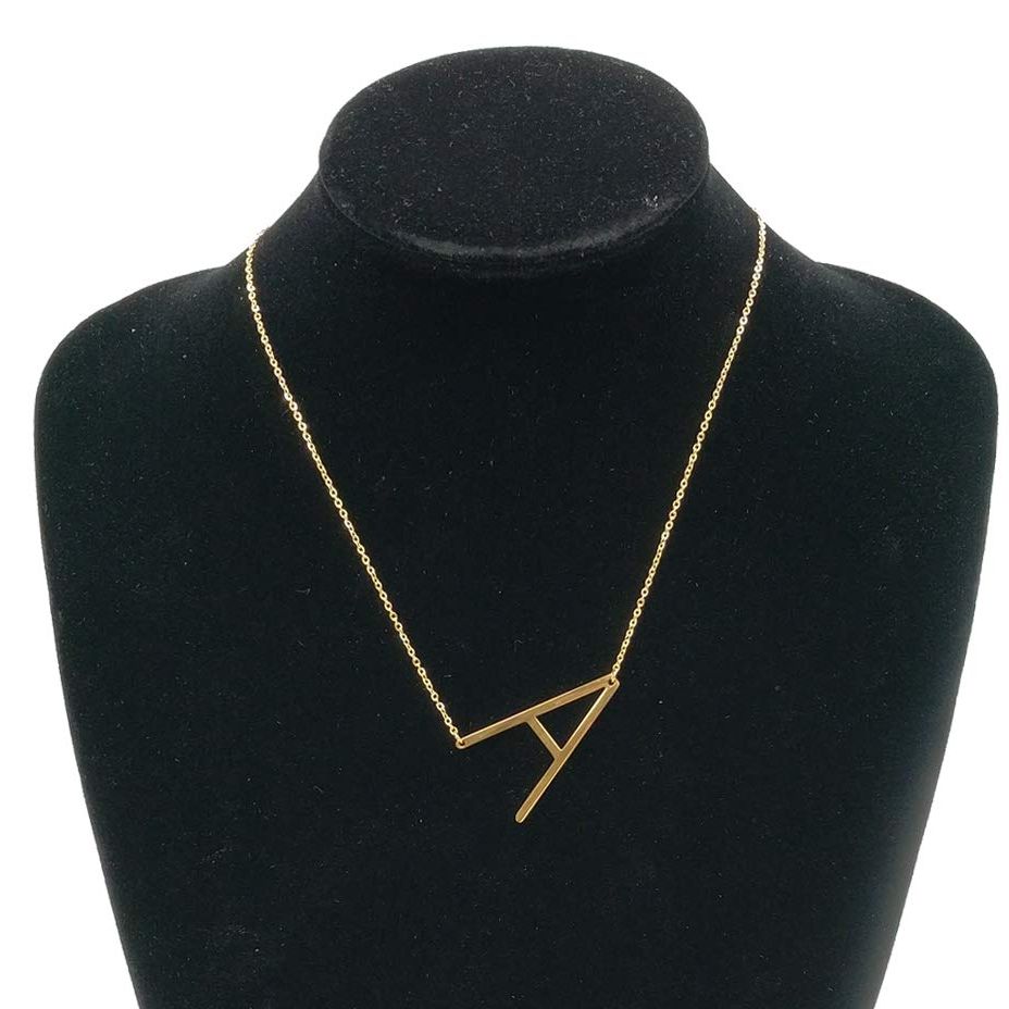 Sideways Initial Necklace 18K Gold Plated Stainless Steel