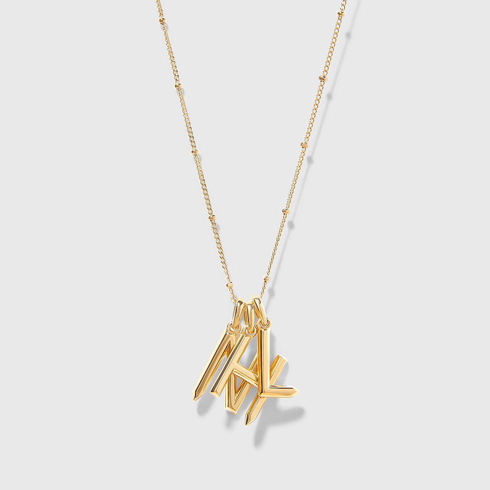 Triple Initial Necklace - Gold