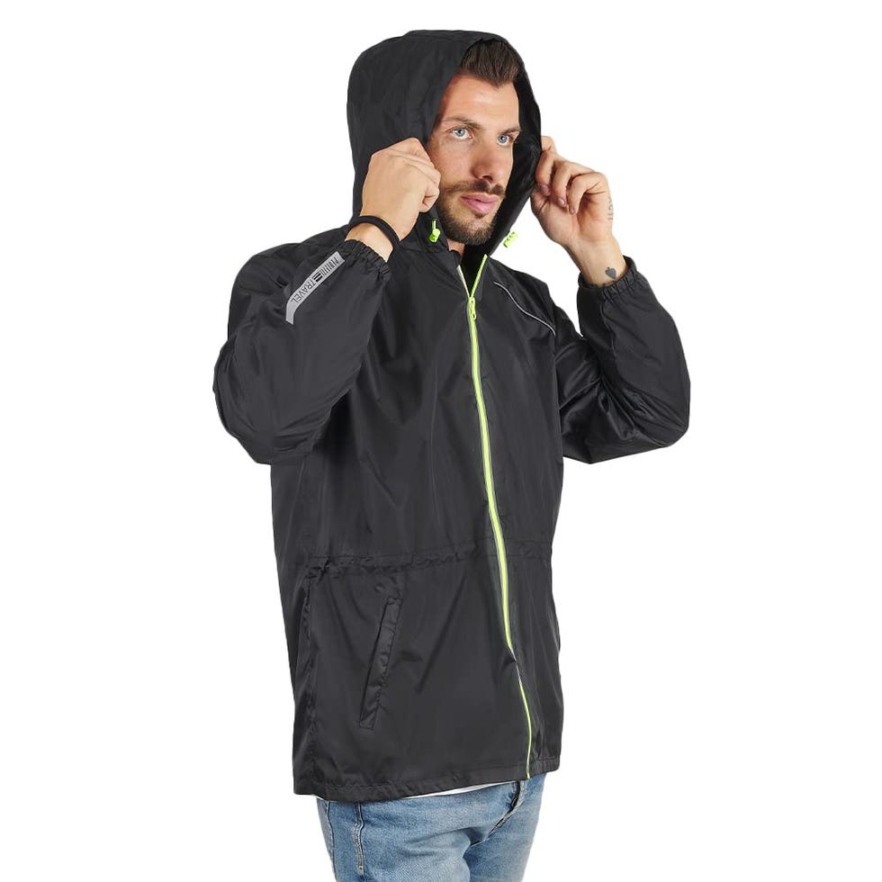 Chubasquero cortavientos de hombre para correr en color negro