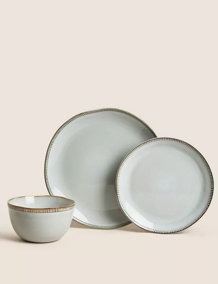 12-Piece Terranea Terracotta Dinnerware Set, Reactive Grey