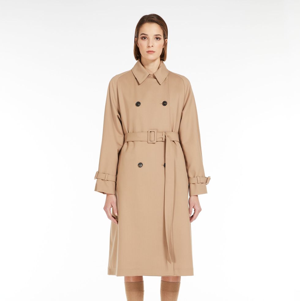 Double-Breasted Trench Coat in Showerproof Fabric