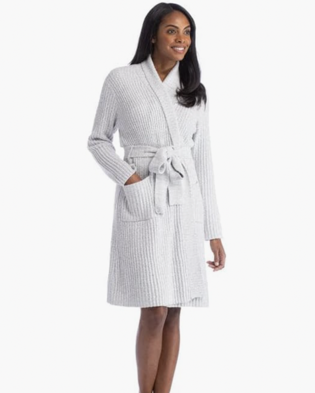 Soft Plush Quilted Effect Robe - Snow White