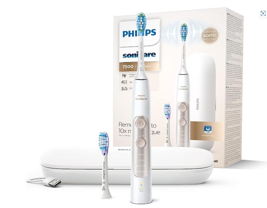  Philips Sonicare ExpertClean 7500 e uno spazzolino elettrico con due testine intercambiabili, perfetto per una pulizia profonda dei denti 