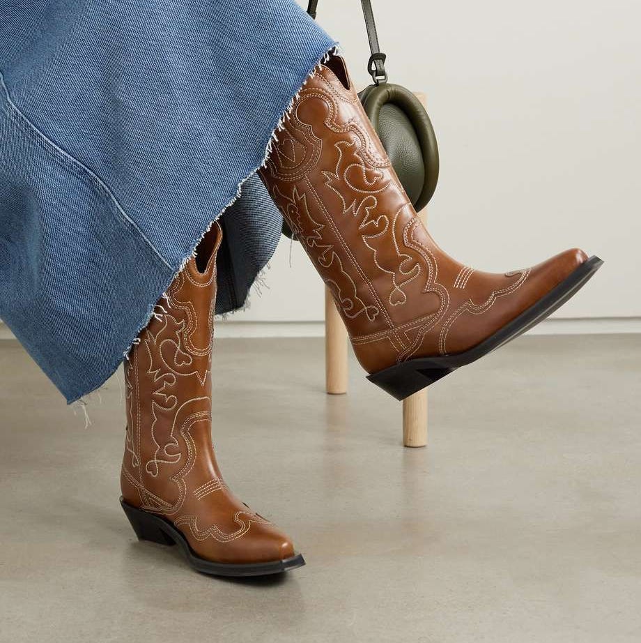 Embroidered Leather Cowboy Boots