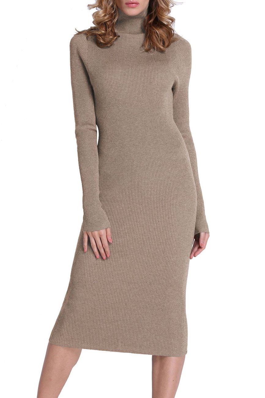 Turtleneck Knit Sweater Dress 