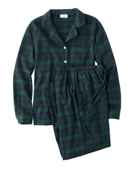 Women's Green & Black Plaid Flannel Pajamas