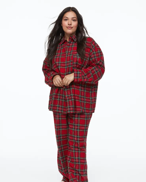 Flannel Pajamas - Red/plaid - Ladies