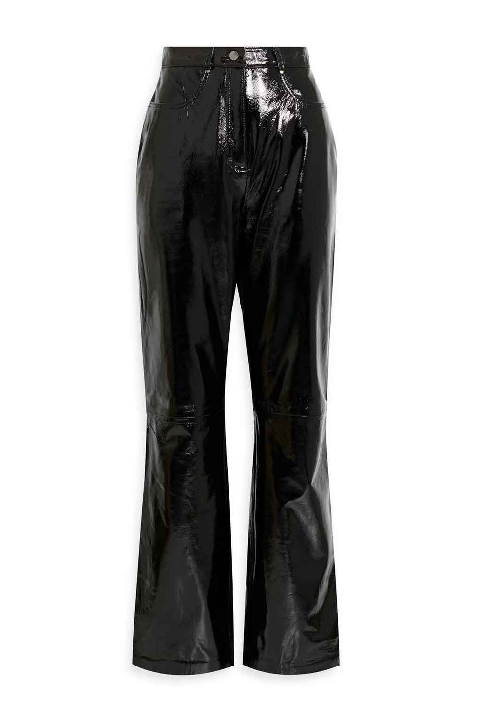 Muubaa High Rise Slim Fit Bootcut Leather Trousers in Black for Men