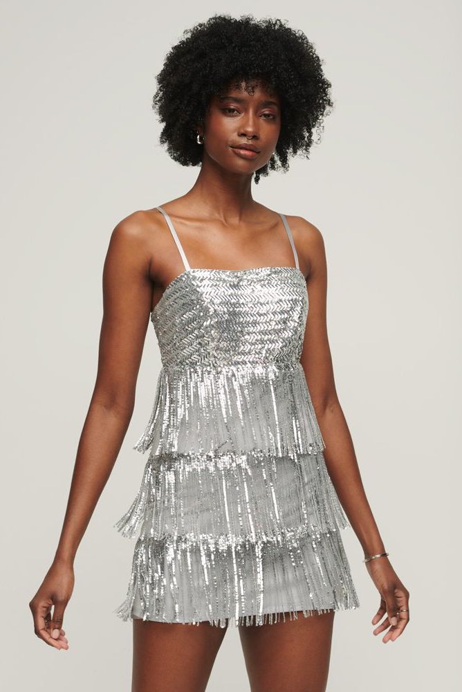 Superdry Sequin Halter Cowl Neck Mini Dress - Women's Womens Dresses