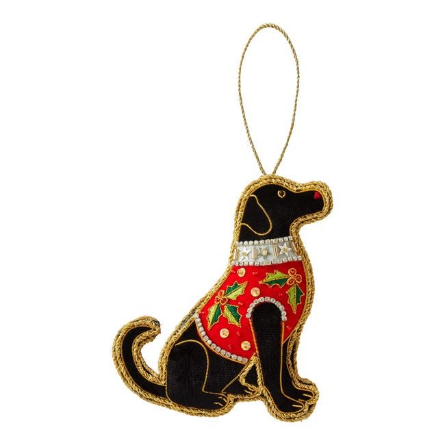Black Labrador in Jumper Embroidered Decoration