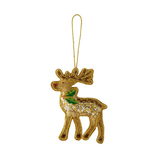 Embroidered Sequin Stag Decoration