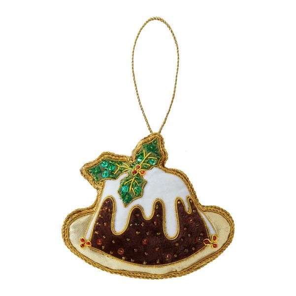 Christmas Pudding Platter Embroidered Decoration