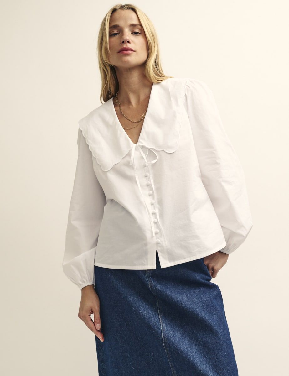 High ruffle hot sale collar blouse