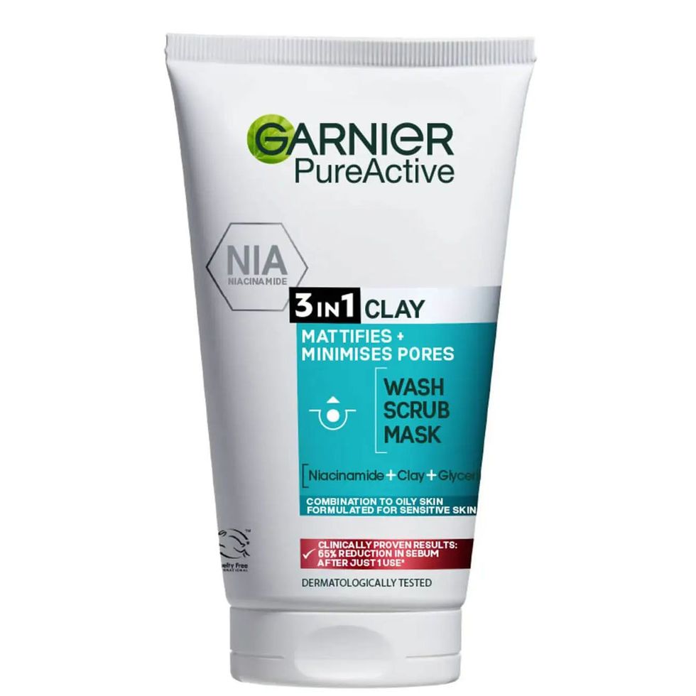 Garnier Pure Active 3in1 Clay Wash Scrub Mask Oily Skin 