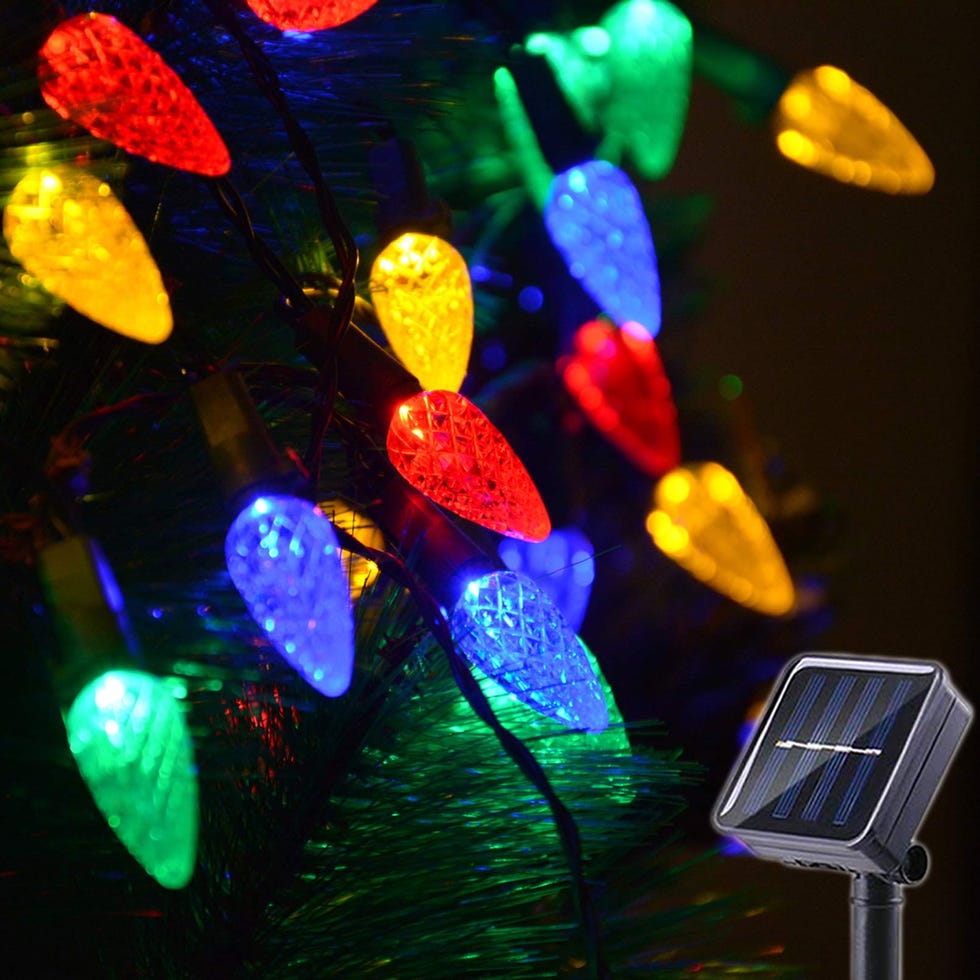 Solar Christmas Lights Outdoor C6 Strawberry String Lights
