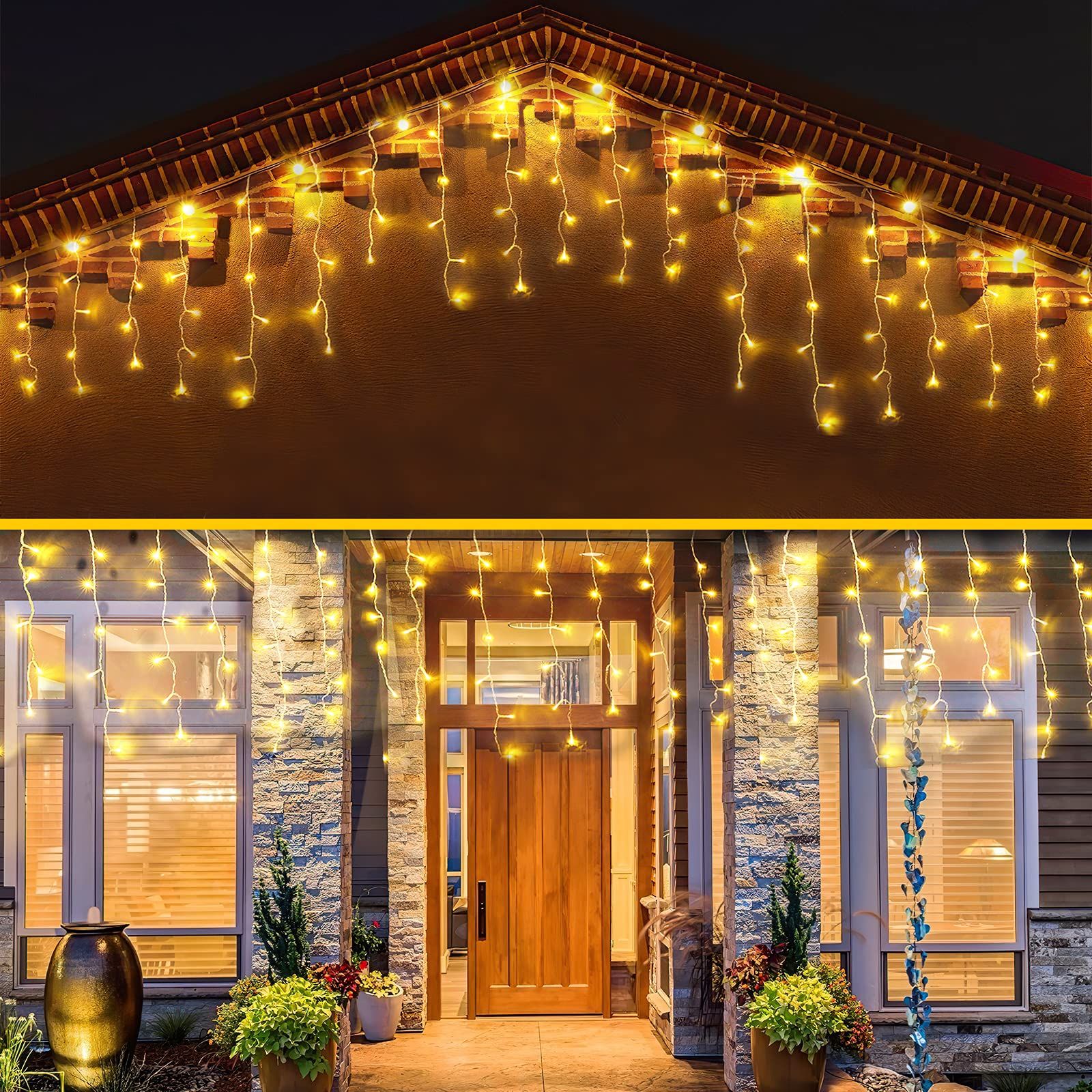 Solar christmas deals icicle lights outdoor