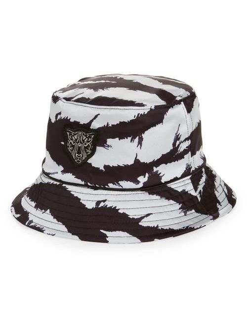 Satin Bucket Hat in Scratchy Zebra Print