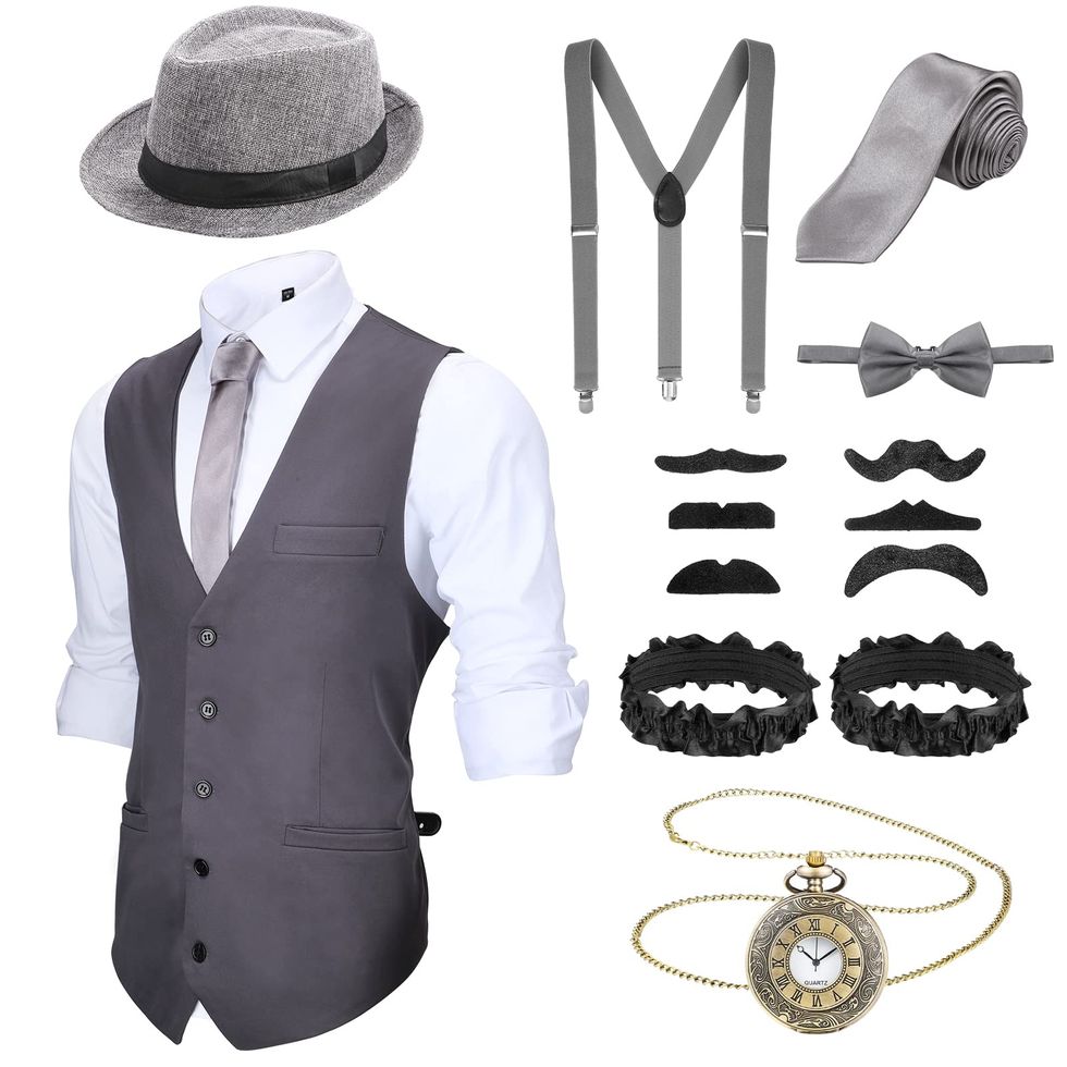 Mens Costume 20s Halloween Cosplay Accessories Outfit
