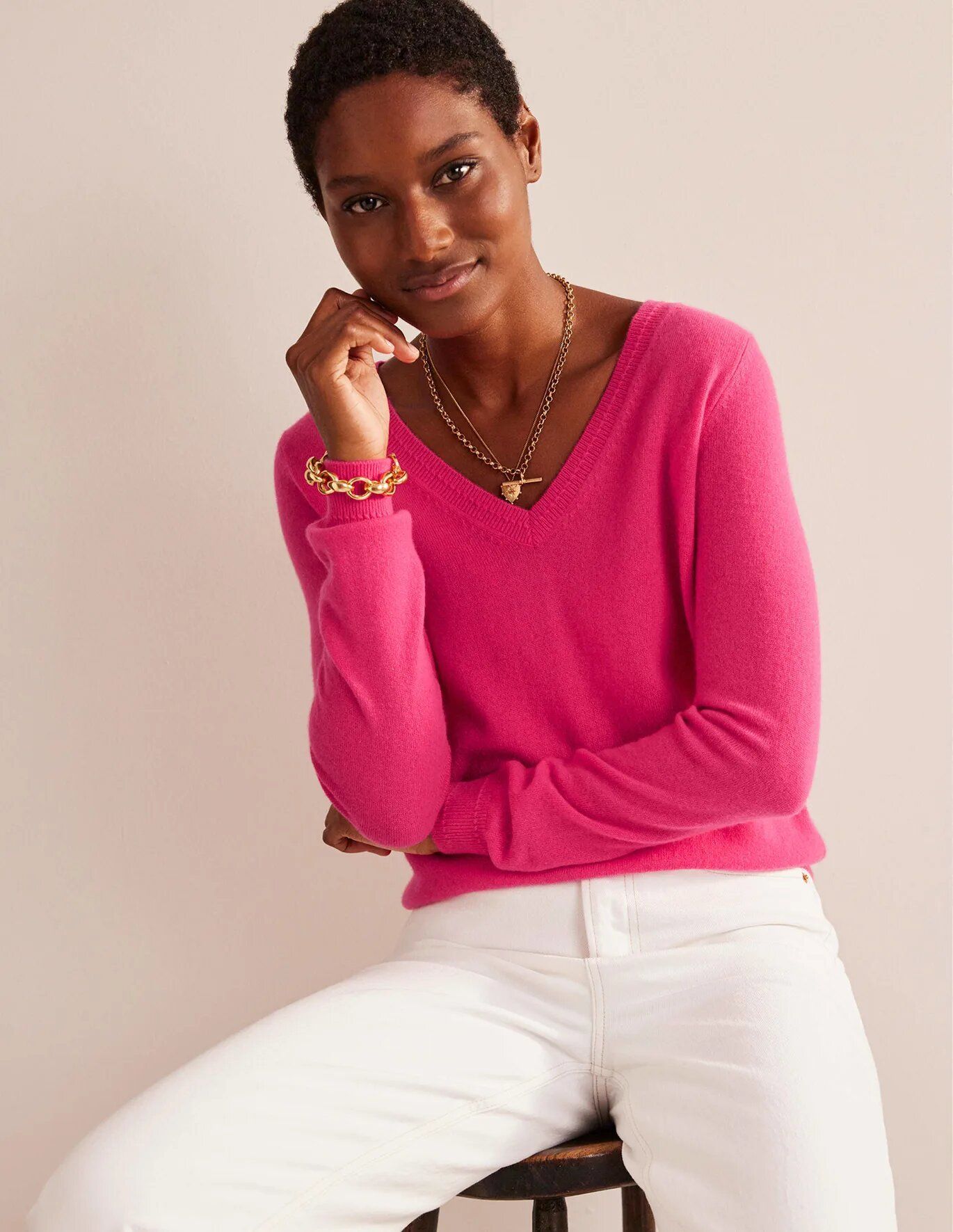 Bright pink shop cashmere jumper