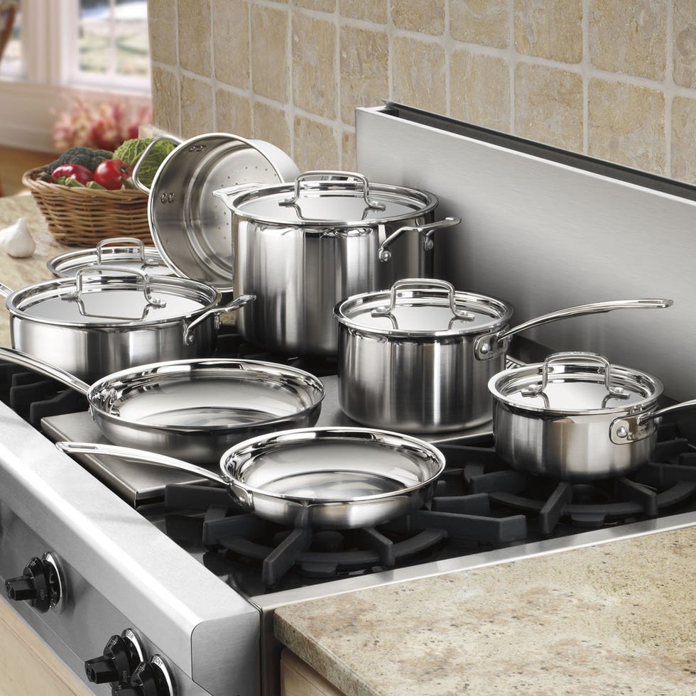 Gourmet by Bergner - 12 PC Stainless Steel Pots and Pans Cookware Set, 12 Pieces, Polished