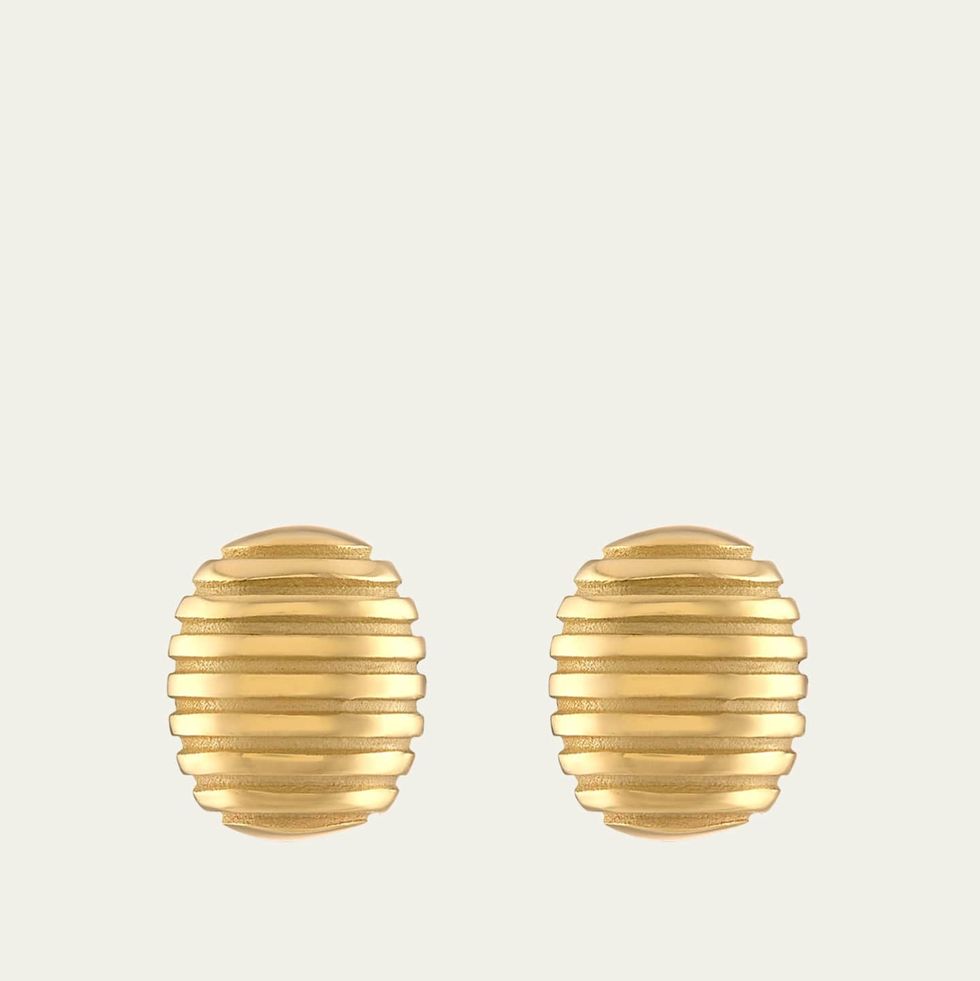 18k Yellow Gold Isla Oval Stud Earrings