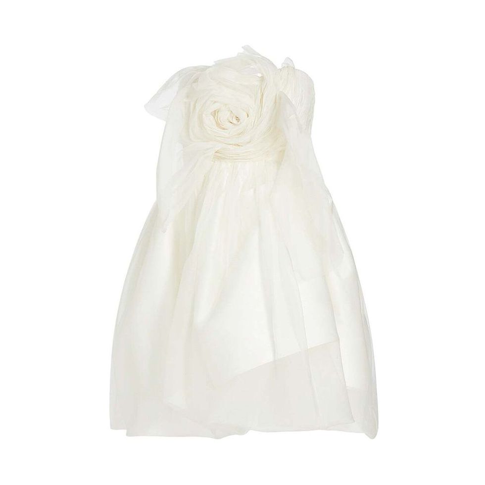 Lottie Strapless Appliquéd Silk-Organza Mini Dress