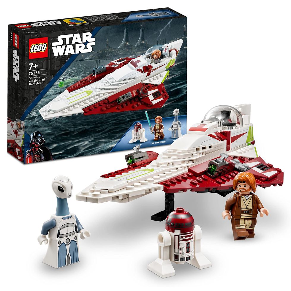 LEGO 75333 Star Wars Obi-Wan Kenobis Jedi-Sternenjäger, baubares Spielzeug mit Taun We-Minifigur, Droidenfigur und Lichtschwert, Set „Angriff der Klonkrieger“.