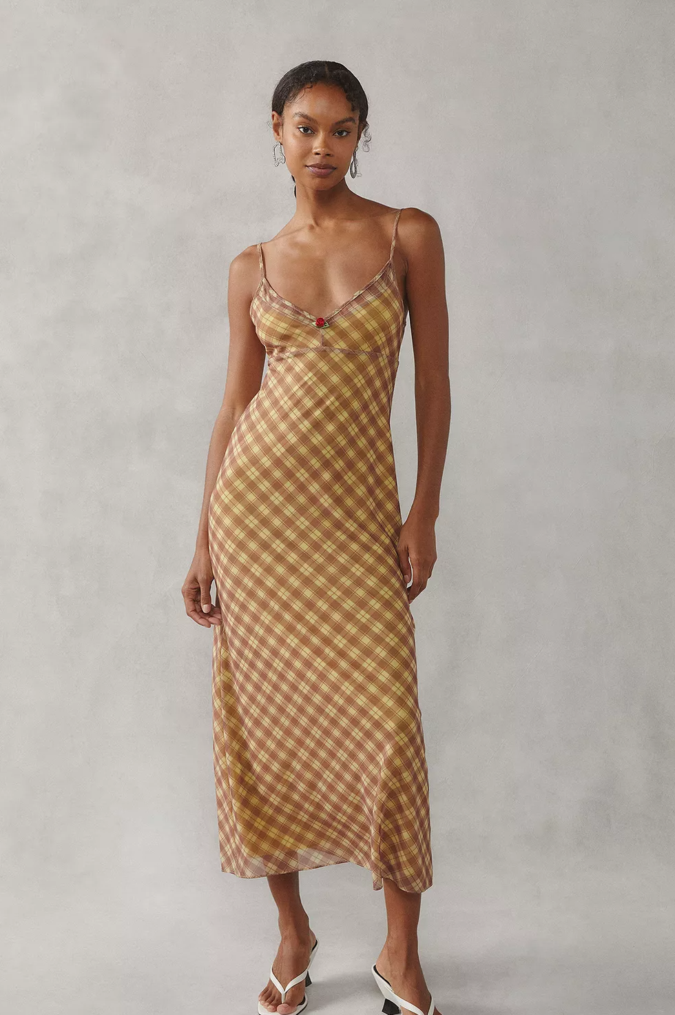 Ginnie checkerboard mesh maxi dress