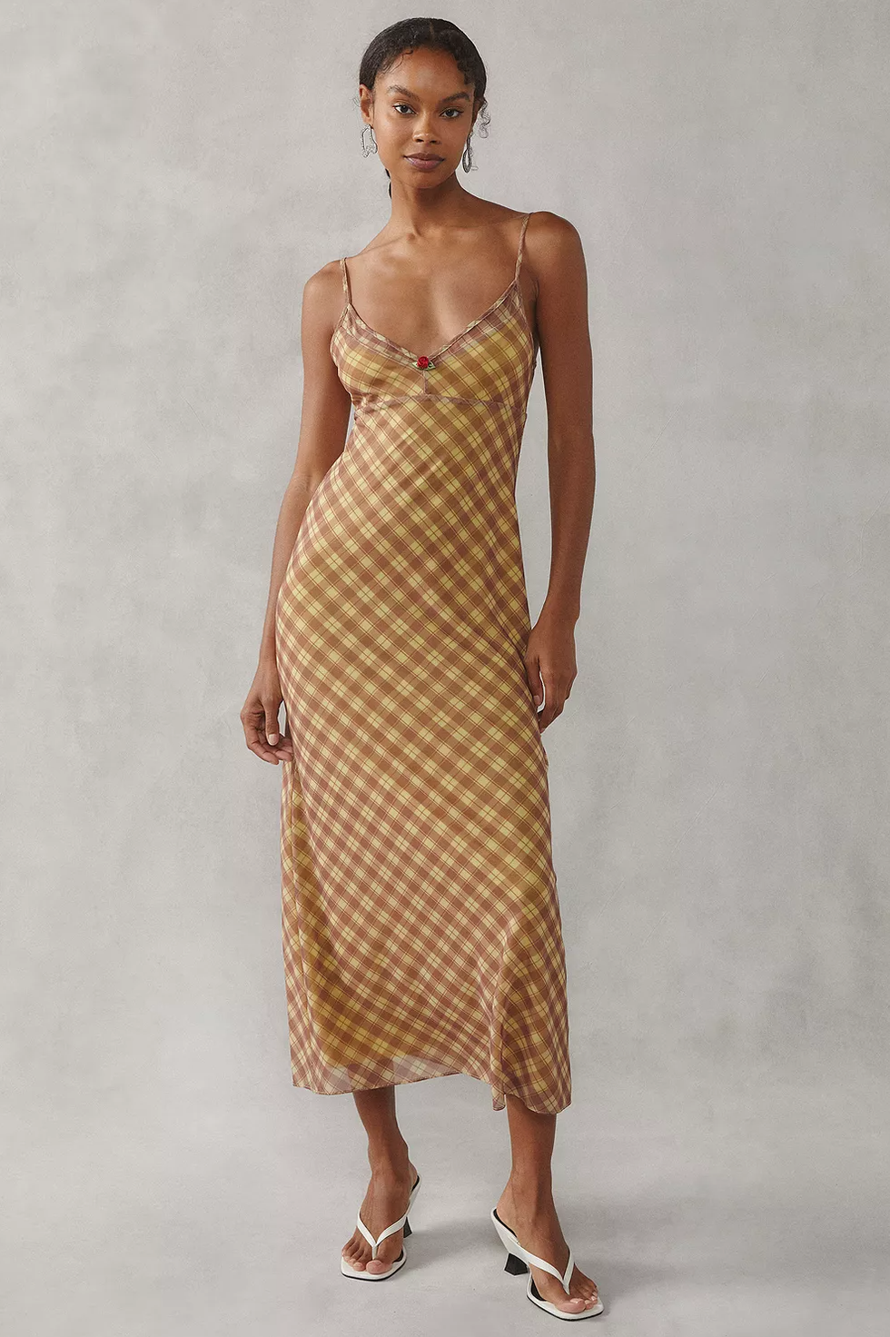 Ginnie checkerboard mesh maxi dress