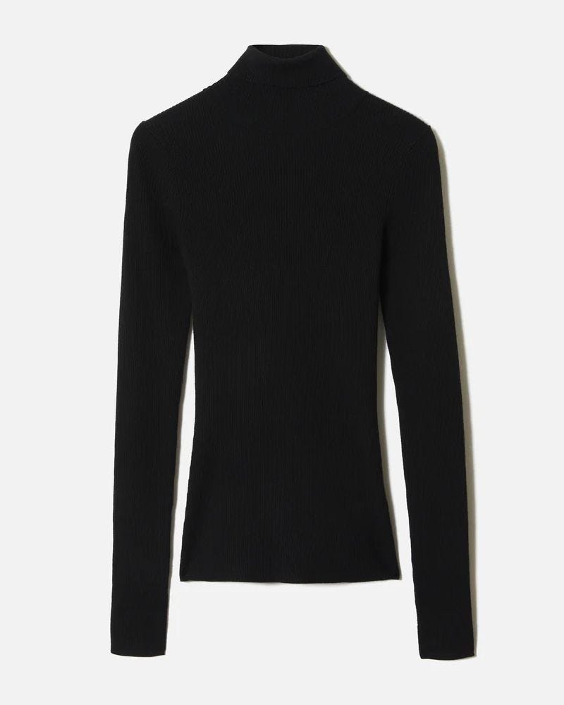 Slash Back Polo Neck Jumper