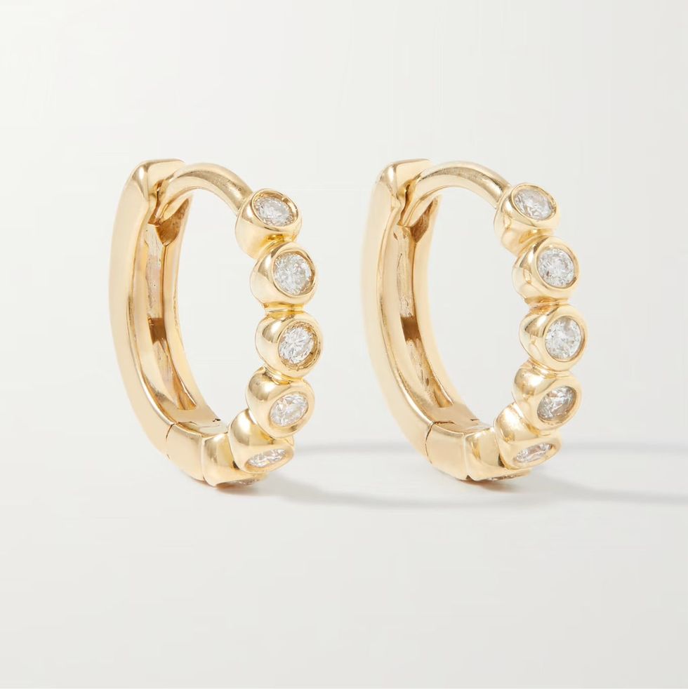 10k Gold Diamond Hoop Earrings