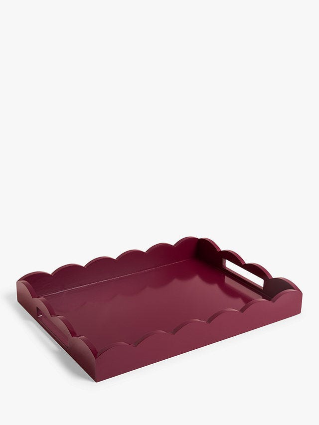 Scalloped Edge Rectangular Tray, FSC-Certified (MDF), Damson