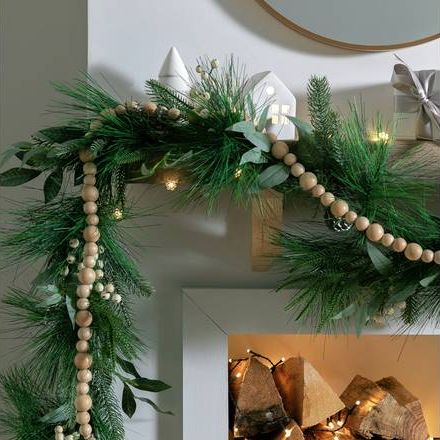 Wood Bead Garland for Christmas Tree, Bday Party Garland, Christmas Garland,  Neutral Wood Beads for Mantel, Garland by the Foot 
