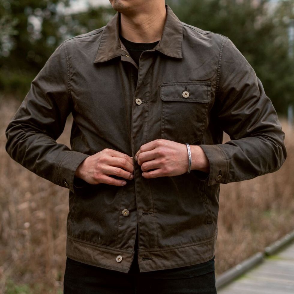 DEEP BROWN '91 FLANNEL LINED WAXED CANVAS JACKET