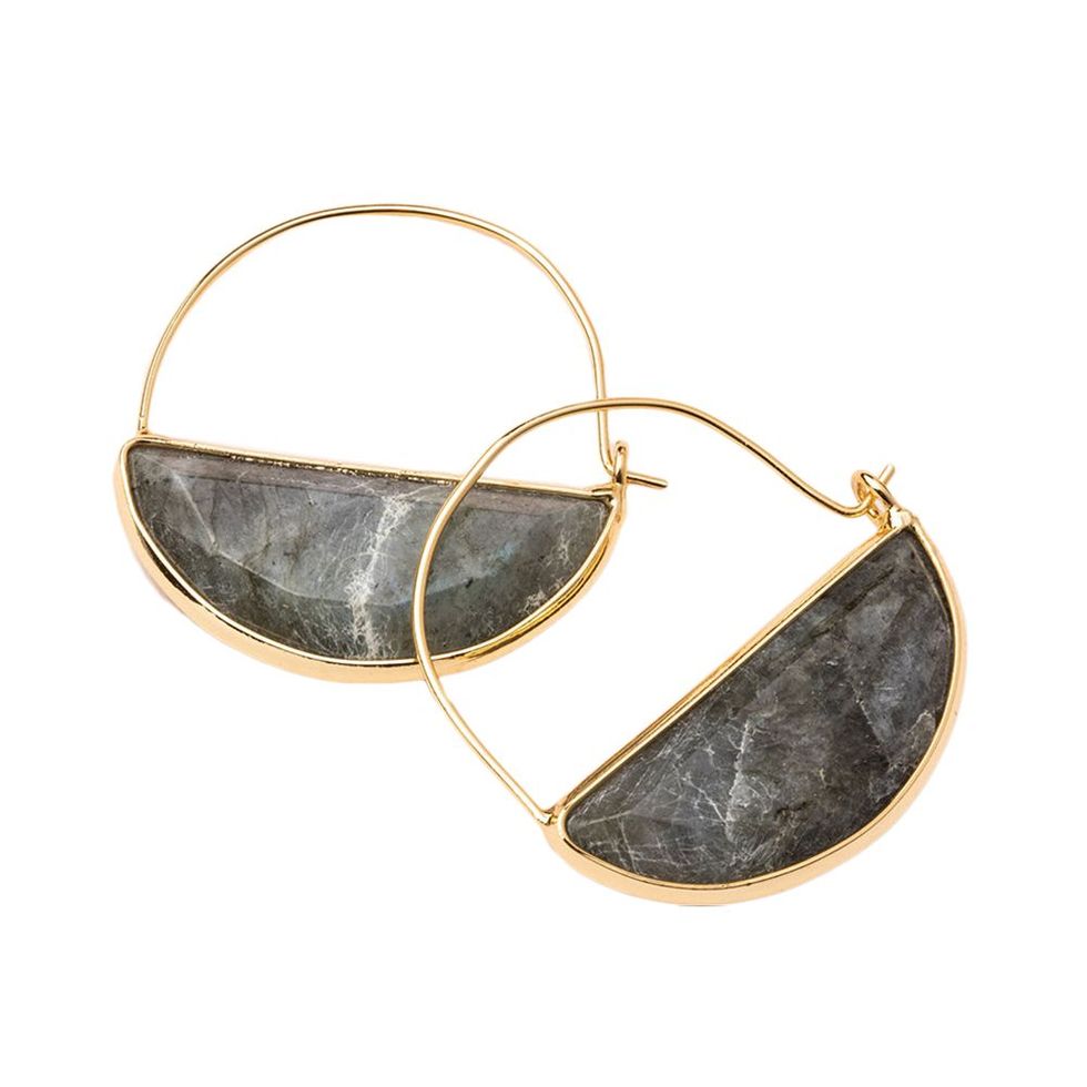 Stone Prism Hoop Earring - Labradorite/Gold
