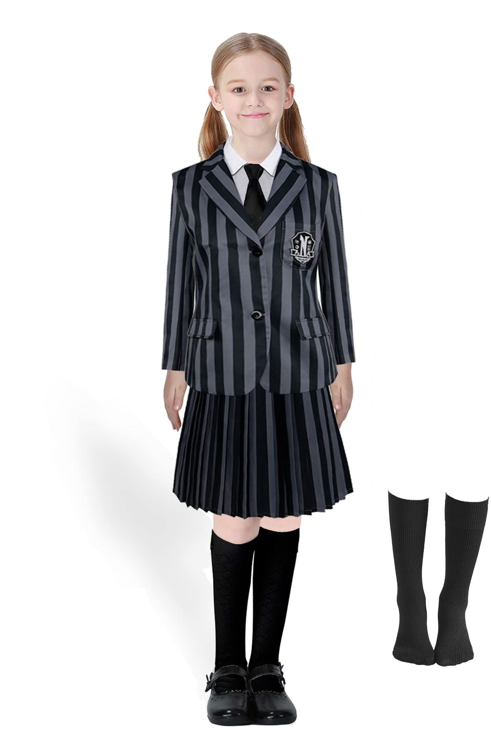  Avady Wednesday Addams Costume Girls Black Wednesday Addams  Dress Halloween Cosplay Party Dresses With Mask 7-8Y : Clothing, Shoes &  Jewelry