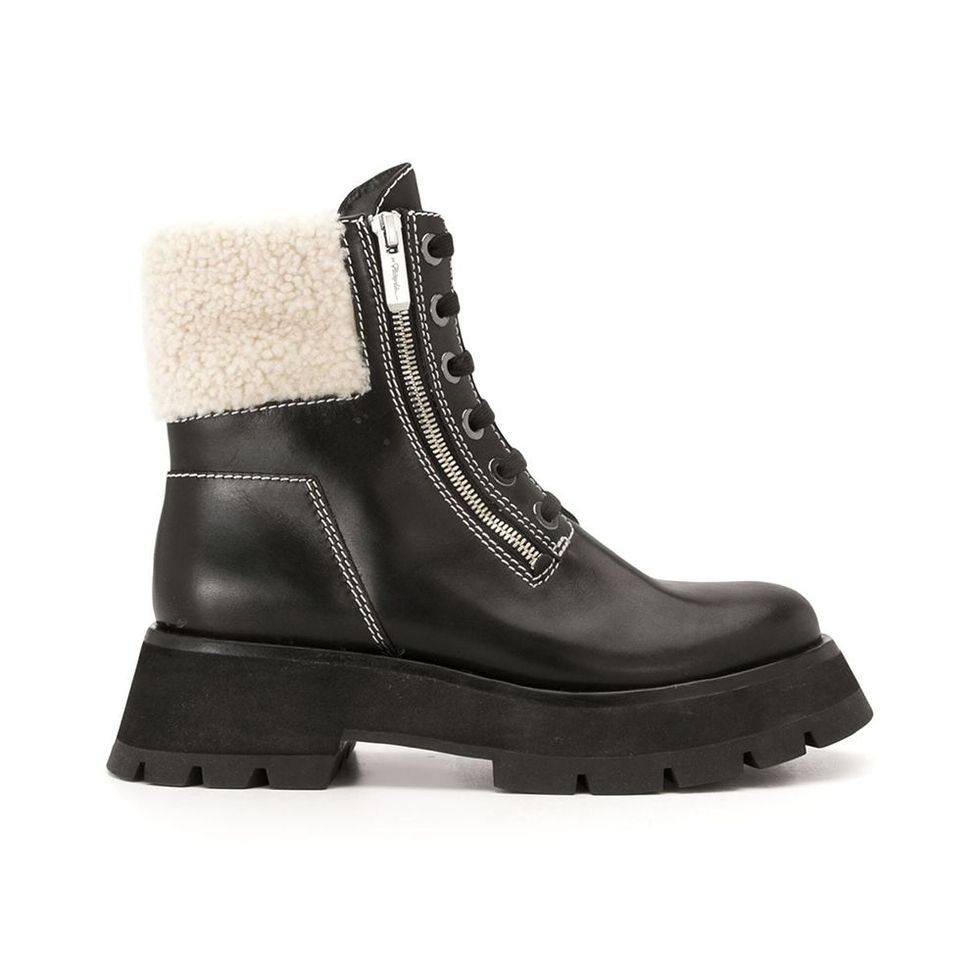 Kate Shearling-Trimmed Ankle Boots