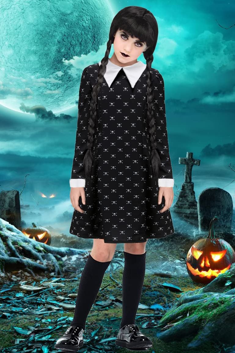 Wednesday Addams Creepy School Girl Women's Halloween Costume