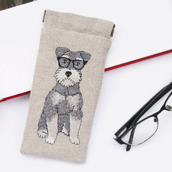 Embroidered Dog Glasses Case