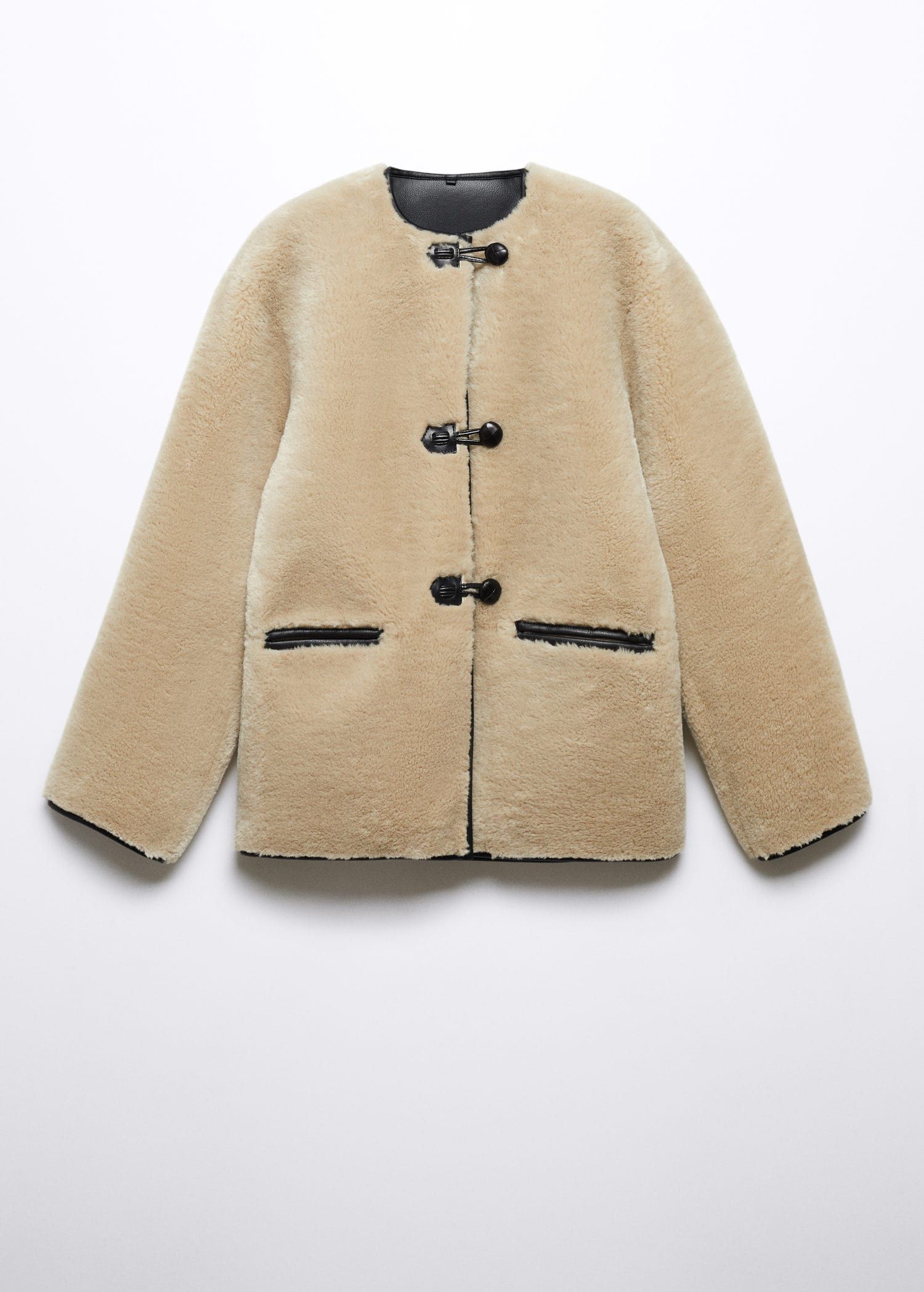 Mango faux fur outlet coat beige